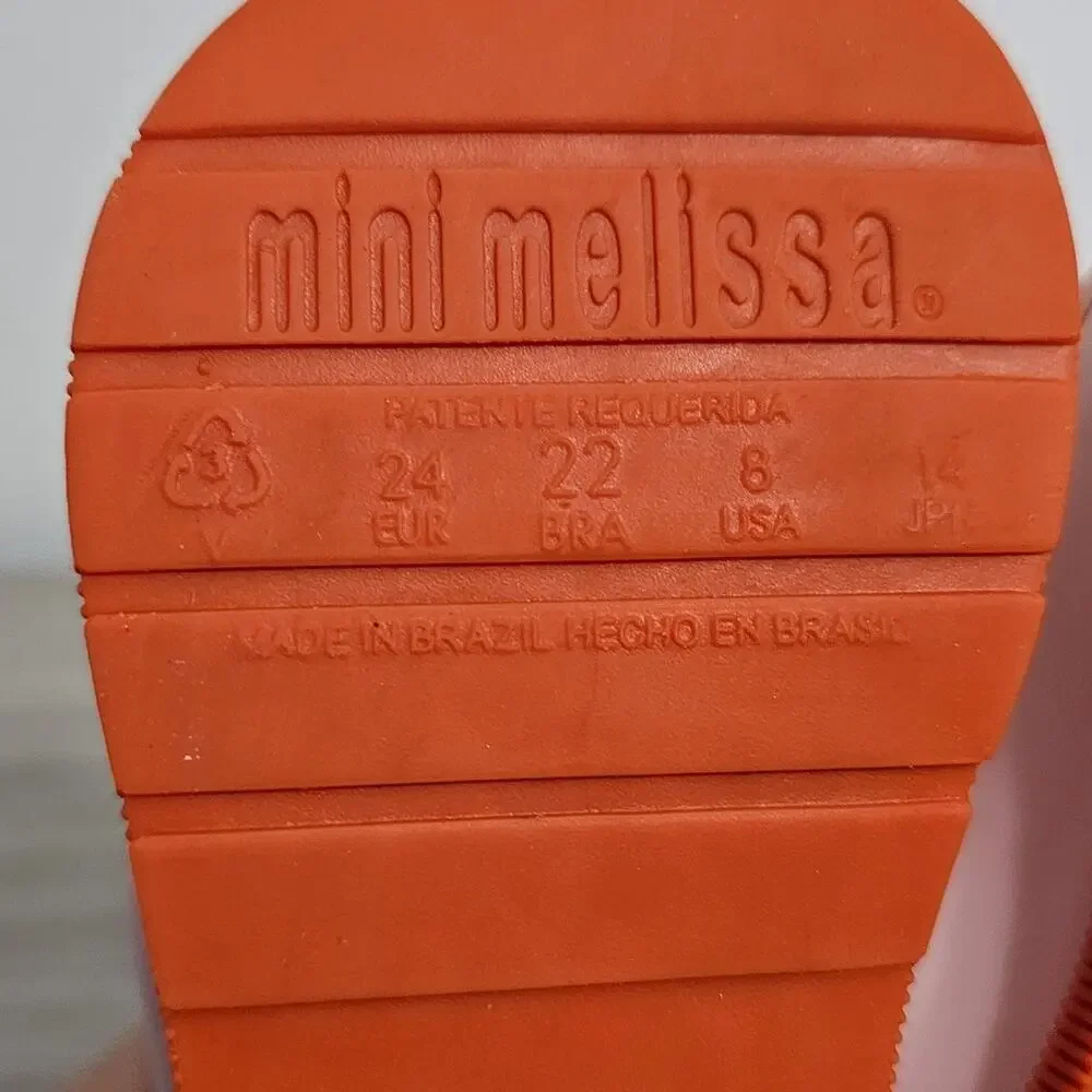 Mini Melissa Sugar Rain II Slip On Boot Pink Orange Duck Face Toddler USA 8